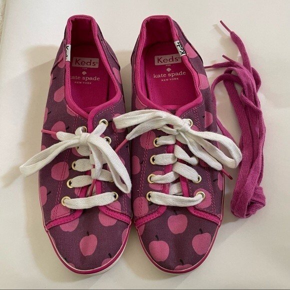 Kate Spade x Keds Sneakers Apples Print Pink Purple - Picture 5 of 13